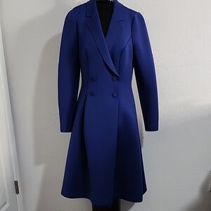 Badgley Mischka Blue Trench Coat with A-Line Silhouette